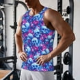 thumbnail image 5 of Gukieu blue Skull purple flower Print Men's Quick Dry Fitness Vest, Round Neck Sleeveless Fitness Bodybuilding Top-Small, 5 of 7