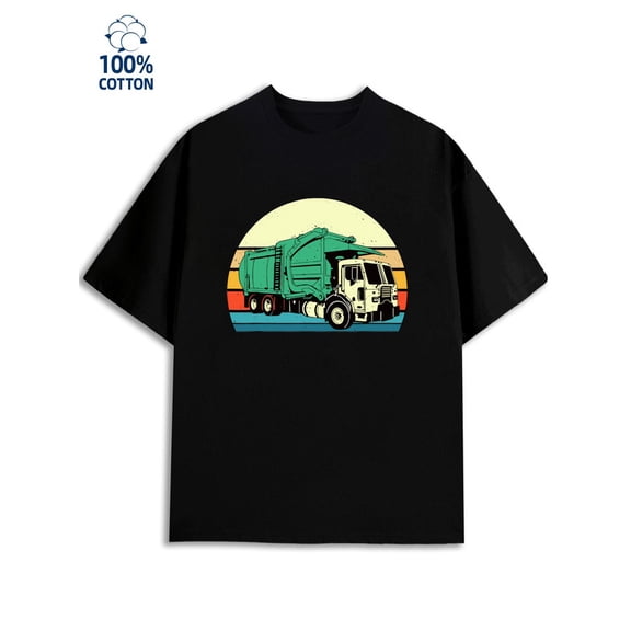 Trash Truck Tee men's 180G 100% Cotton black Vintage Unisex Shirt Short Sleeve tshirts Funny Unisex Shirt Printed tshirts Classic Unisex Shirt Short Sleeve tshirts Casual Unisex Shirt Printed tshirts