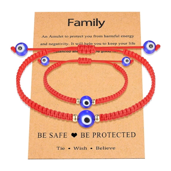 Evil Eye Bracelets for Mommy and Me Handmand Lucky Bracelets Adjustable Red Rope String Protection Bracelets for Women Men Family