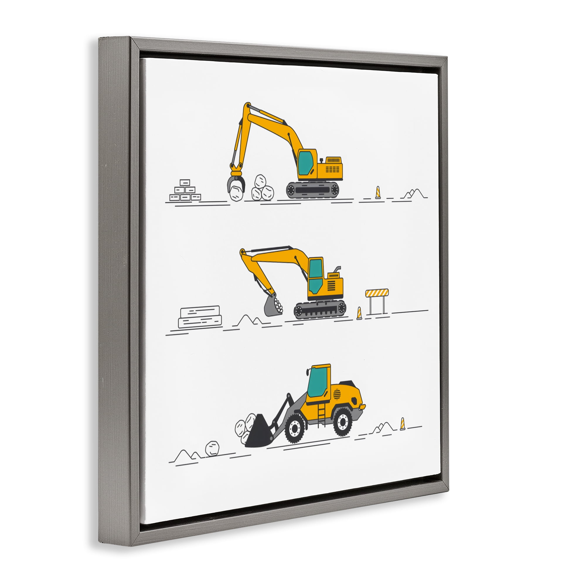 Stupell Industries Construction Digs Machine Gray Framed Floater Canvas Wall Art, design by Creative Studio