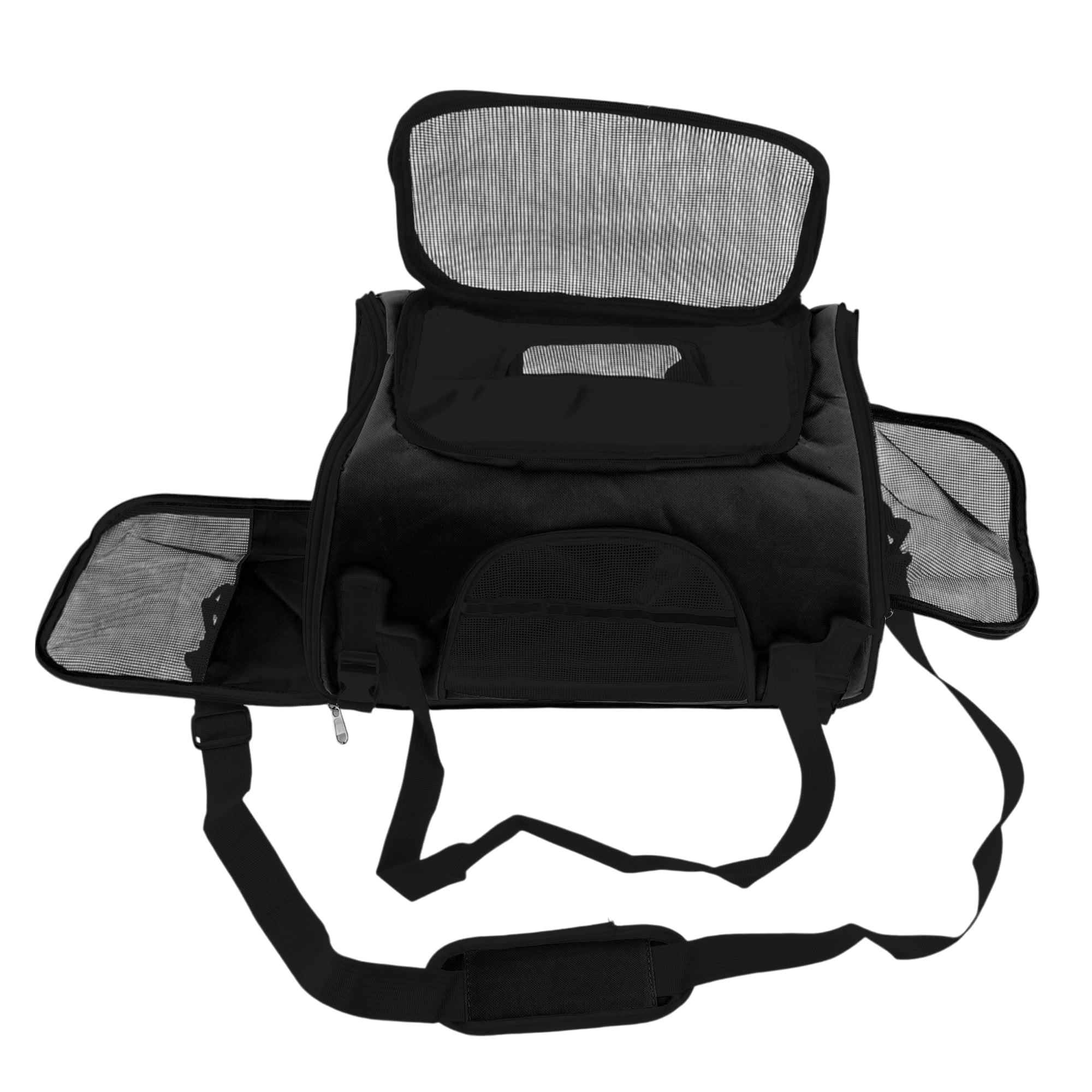 Unique Bargains Foldable Pet Carrier Bag  with Removable Plush Mat Black