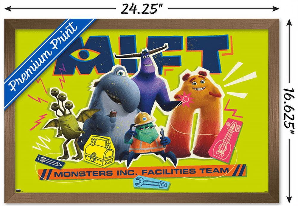 Disney Monsters at Work - Facilities Team Wall Poster, 14.725" x 22.375", Framed