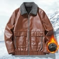 thumbnail image 2 of Men's Winter PU Leather Jacket with Pockets Lapel Padded Design for Outdoor Casual Wear, 2 of 2