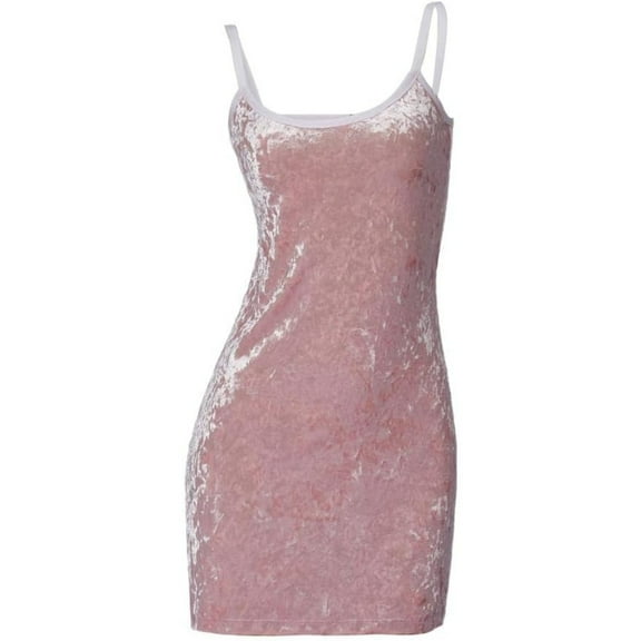 Women's Pink Crushed Velvet Dress