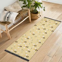 Yayeee Runner Rug for Bedroom 2'x6' Machine Washable Hallway Non Slip Mat, Cute Bee Pattern