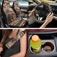 thumbnail image 6 of Binienty Aztec Brown Bear Automotive Seat Covers with 15 Inch Steering Wheel Cover Elastic Center Console Cushion Anti-Slip Seat Belt Pads 14 Piece Car Interior Decor Set, 6 of 7