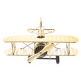thumbnail image 4 of Lot de 1 Avion Rétro Biplan en Fer Modèle Doré pour Décoration Intérieure 11.5X7.3X3.9in, 4 of 9