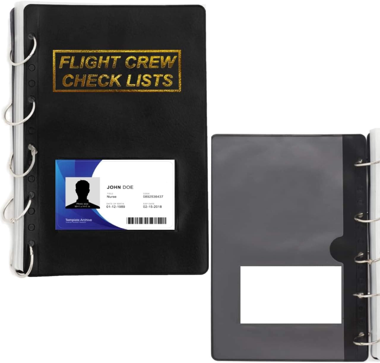 Flight Crew Checklist Binder (Maroon) with 5 Loose Leaf Rings - Includes 25 Sheet Protectors and Business Card Size Pocket ON Front Cover for Label, for 8" X 5" Paper