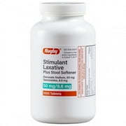 Rugby 2 in 1 Stimulant Laxative Plus Stool Softener Docusate Sodium 50 mg/Sennosides 8.6 mg - 1000 Tablets