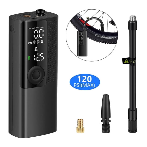 Portable Air Compressor Tire Inflator - 120 PSI, Faster & Cordless - Easy Operation, Accurate LCD Screen - for Cars, Bikes, Motorcycles, and Balls