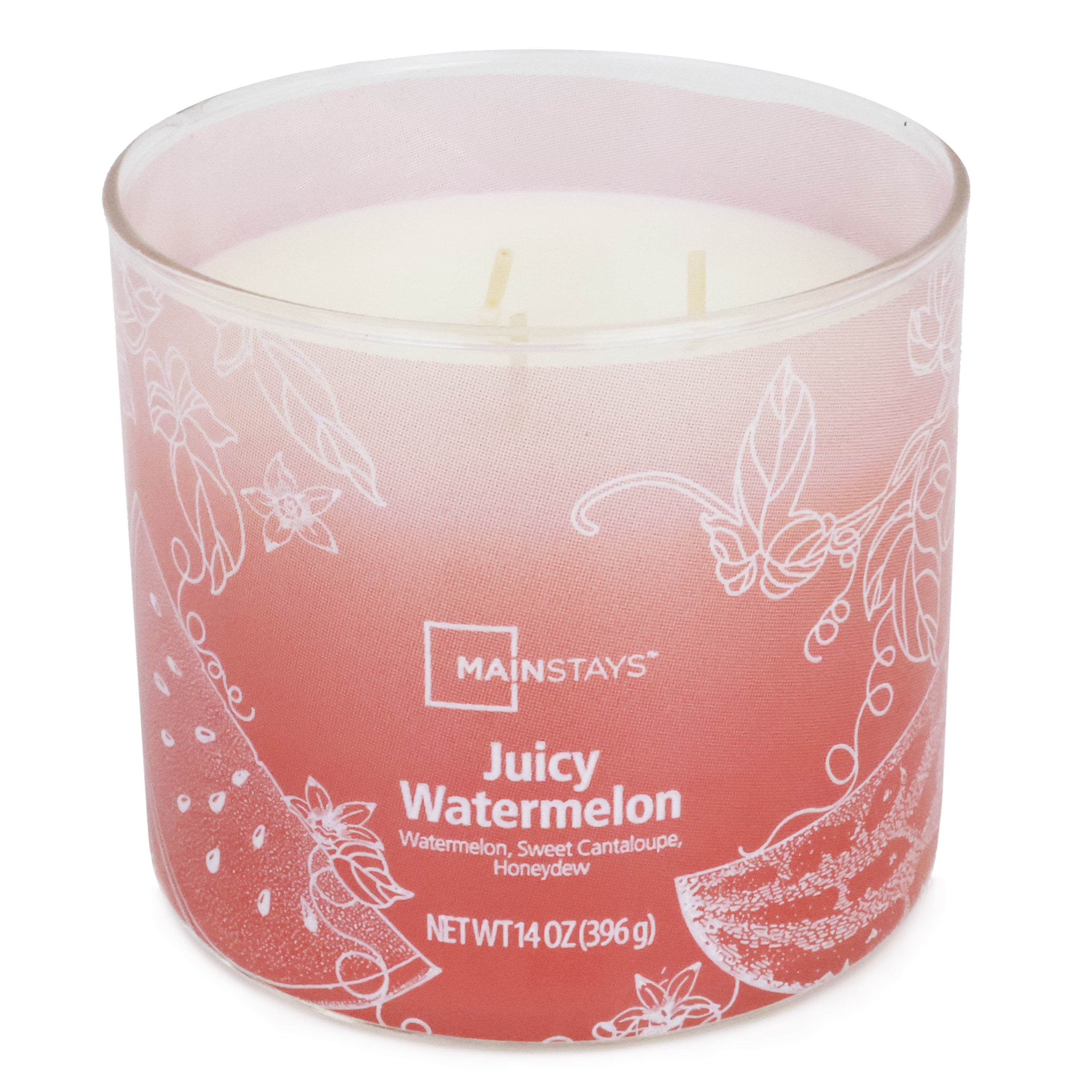 (4 pack) Mainstays 3-Wick Ombre Wrap Juicy Watermelon Candle, 14-Ounce