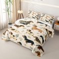 thumbnail image 3 of Manfei Cute Dalmatian Bed Spread Queen, Western Dachshund Queen Coverlet Set, Cream, 3-Piece, 1 Quilt and 2 Pillowcases, 3 of 7