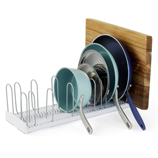 Estante expandible para sartenes y tapas, organizador ajustable de 12.5 a 22 pulgadas de ancho para almacenamiento de gabinetes de cocina, edición clásica