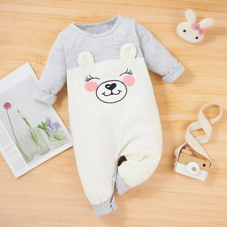 

OQCKIDS Kids Unisex Romper Regular 1 Piece Cotton Spring Autumn Long Sleeve Print