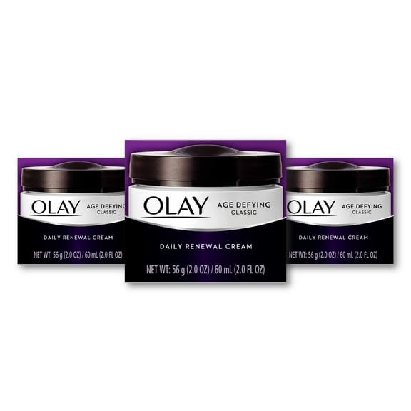 Olay Age Defying Classic Daily Renewal Cream, Face Moisturizer, 2 Oz (Pack Of 3) - Packaging May Vary