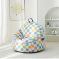 thumbnail image 4 of Room Revival Compressed Foam Bean Bag Chair for Kids, Rainbow Checkerboard, 4 of 9