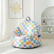 (2 pack) Room Revival Compressed Foam Bean Bag Chair for Kids, Rainbow Checkerboard