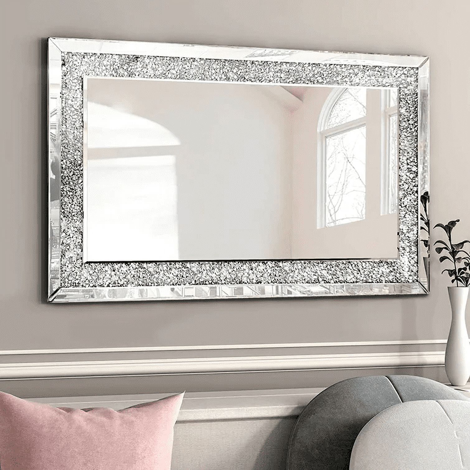 Large Decorative Wall Mirror with Crushed Diamond Vanity 