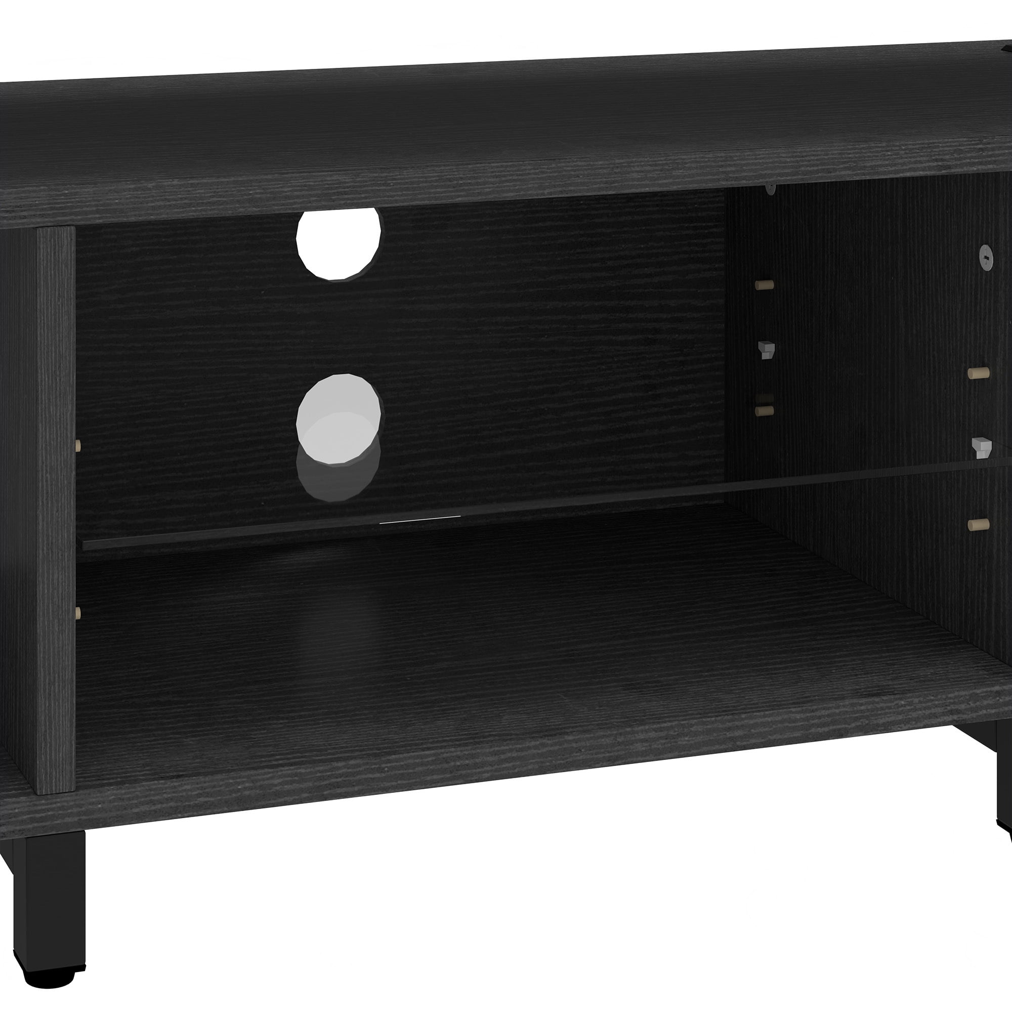 Uforic Industrial LED TV Stands for 55/60/65/70 inch w/Power Outlets, Entertainment Center TV Cabinet for Living Room, Black