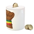 thumbnail image 3 of Rasta Piggy Bank, Ethiopian Rebellion Wrist Flag Colors Art Print, Ceramic Coin Bank Money Box for Cash Saving, 3.6" X 3.2", Yellow Brown, by Ambesonne, 3 of 4