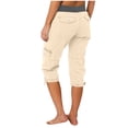 thumbnail image 3 of Womens Cargo Capri Pants Outdoor Work Business Trousers Summer Casual Elastic High Waist Capris Pants, 3 of 4