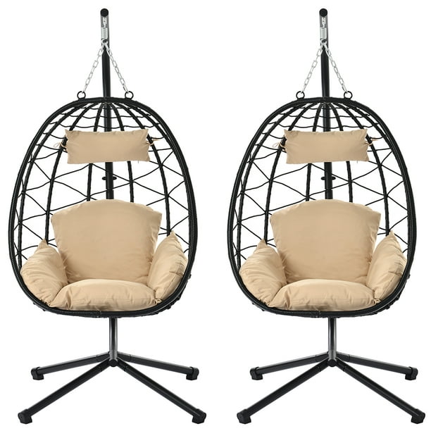iets Parelachtig Verwachten Clearance! Hammock Egg Chair, 2PCS Hanging Egg Chair with Stand Outdoor  Indoor Use, Patio Wicker Swing Basket Chair for Kids Adult, Holds 265lbs,  Modern Hammock Chairs for Porch Balcony, Cream - Walmart.com