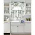 thumbnail image 4 of Watercolor Forest Green Kitchen Curtains Sets 24 Inch Length with Valance, Vintage Branches Leaves Swag Valances and Tiers Curtain Set Drapes Swag Curtains for Living Room, Bathroom, Bedroom, Cafe, 4 of 6