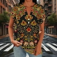 thumbnail image 3 of purcolt Womens Short Sleeve Shirts V Neck Floral Printed Button Tunic Tops Dressy Casual T Shirts Summer Blouses, 3 of 6
