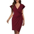 thumbnail image 1 of Vestidos para mujer Vestidos casuales Cuello en V profundo Manga con volantes Vaina Fiesta Trabajo Vestido cruzado de imitación Odeerbi ODB-5, 1 of 8