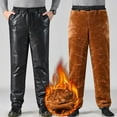 thumbnail image 2 of FYDUU Mens Casual Pants Winter Casual Pants Windproof Thermal Riding Motorcycle Work Trousers Loose Fit Thickened Warm Pants Daily Wear Jogger Workout Pants, 2 of 3