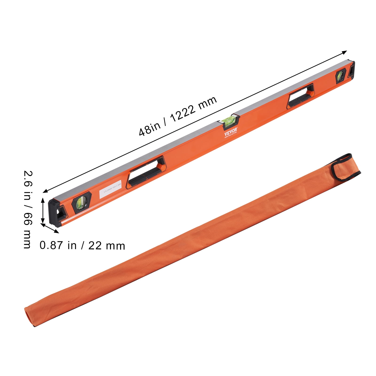 BENTISM Torpedo Level Magnetic 48 in Reinforced Aluminum Alloy Shock-Resistant