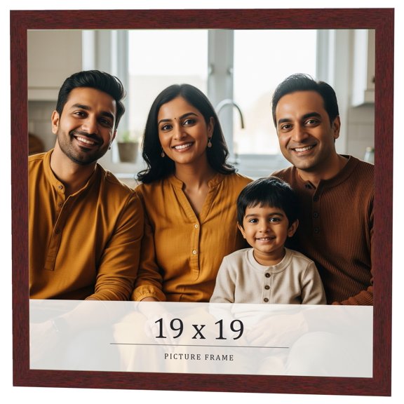 19x19 Frame Brown Solid Wood Picture Frame Width 0.75 Inches | Interior Frame Depth 0.5 Inches |
