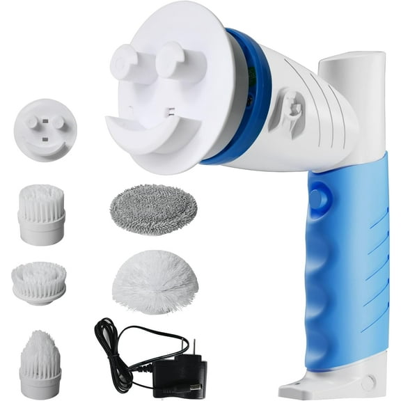 Electric Spin Handle for Scrub Daddy/Mommy Sponges with 6 Replacement Brush Heads, Power Scrubber Electric Cleaning Wand Brush for Sink/Window/Tub/Tile/Floor,Waterproof, Cordless and Rechargeable