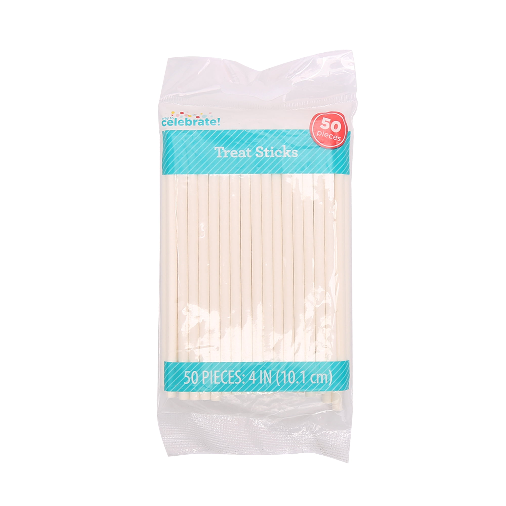 Way To Celebrate White Treat Stick, Paper, 4 INCH, 50 COUNT