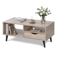 thumbnail image 2 of Costway Coffee Table with Storage, Rustic Rectangle Center Table with Drawer & Open Shelves Natural, 2 of 10