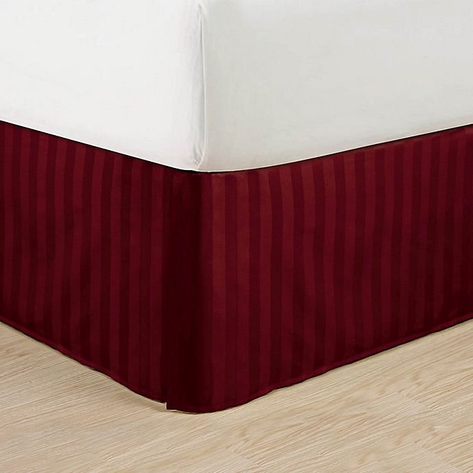 Elegant Comfort Stripe Queen Bed Skirt in Burgundy