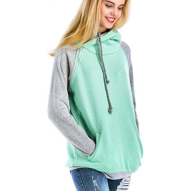 Chandail à Capuchon pour Femmes à Manches Longues, Couleur Épissée, Décontracté, avec Poches