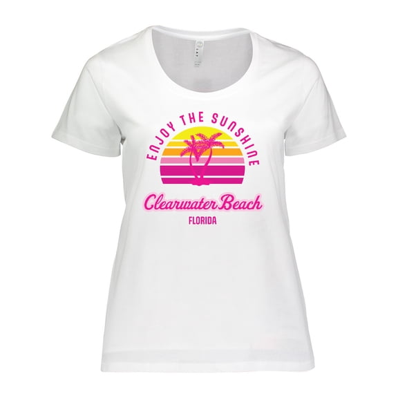 Inktastic Summer Enjoy the Sunshine Clearwater Beach Florida in Pink Women's Plus Size T-Shirt