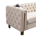thumbnail image 7 of Velvet Sofa Couch, 3-Seat Tufted Sofa Upholstered Loveseat Sofa Couch with 2 Pillows & Metal Legs, Modern Sofa Bed for Small Living Room Lounge Apartment Office, 84.25”Lx30.71”Wx29.13”H, Cream, 7 of 7