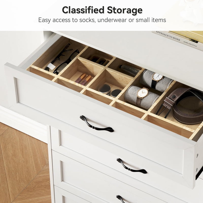 TROPOW Modern 5 Drawers Dresser, Chest of Drawers Closet Organizers and Storage Clothes, Modern Dressers for Closet Living Room, Kids Bedroom