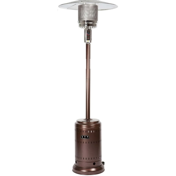 HomeStock Mountain Majesty Chestnut Finish Patio Heater, 46,000 BTU, Powder Coated Finish, Tip-Over Protection, Piezo Ignition, Wheels for Easy Mobility
