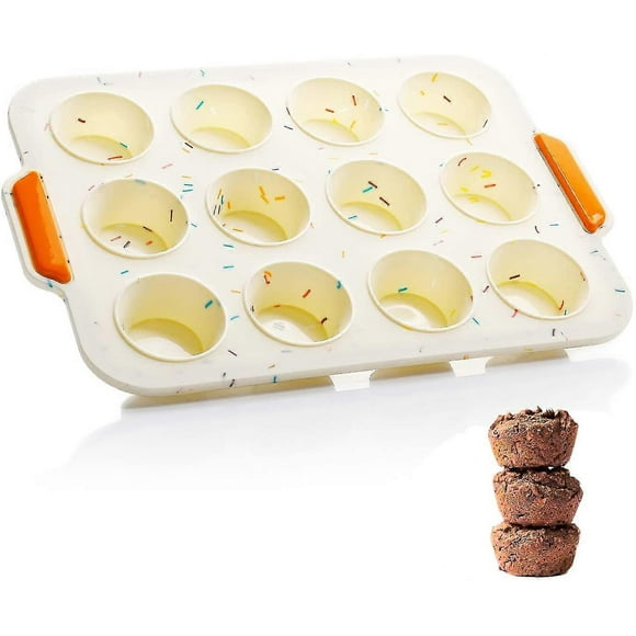 12 Pack Mini Silicone Muffin Pans with Metal Reinforcement Frame - Muffin Pan Muffin Pan Muffin Tray Bakeware with Non-