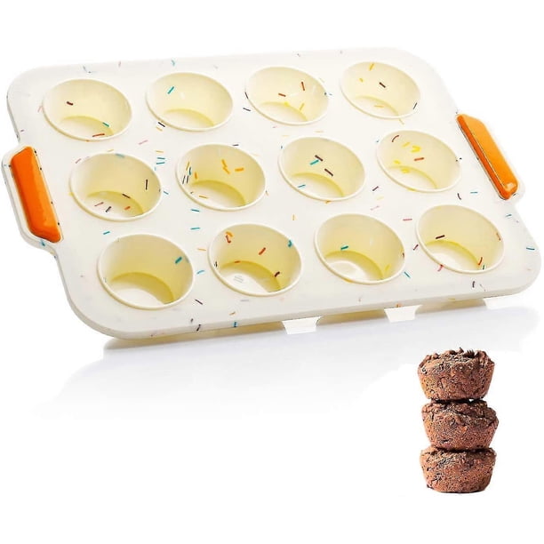 12 Pack Mini Silicone Muffin Pans with Metal Reinforcement Frame - Muffin Pan Muffin Pan Muffin Tray Bakeware with Non-