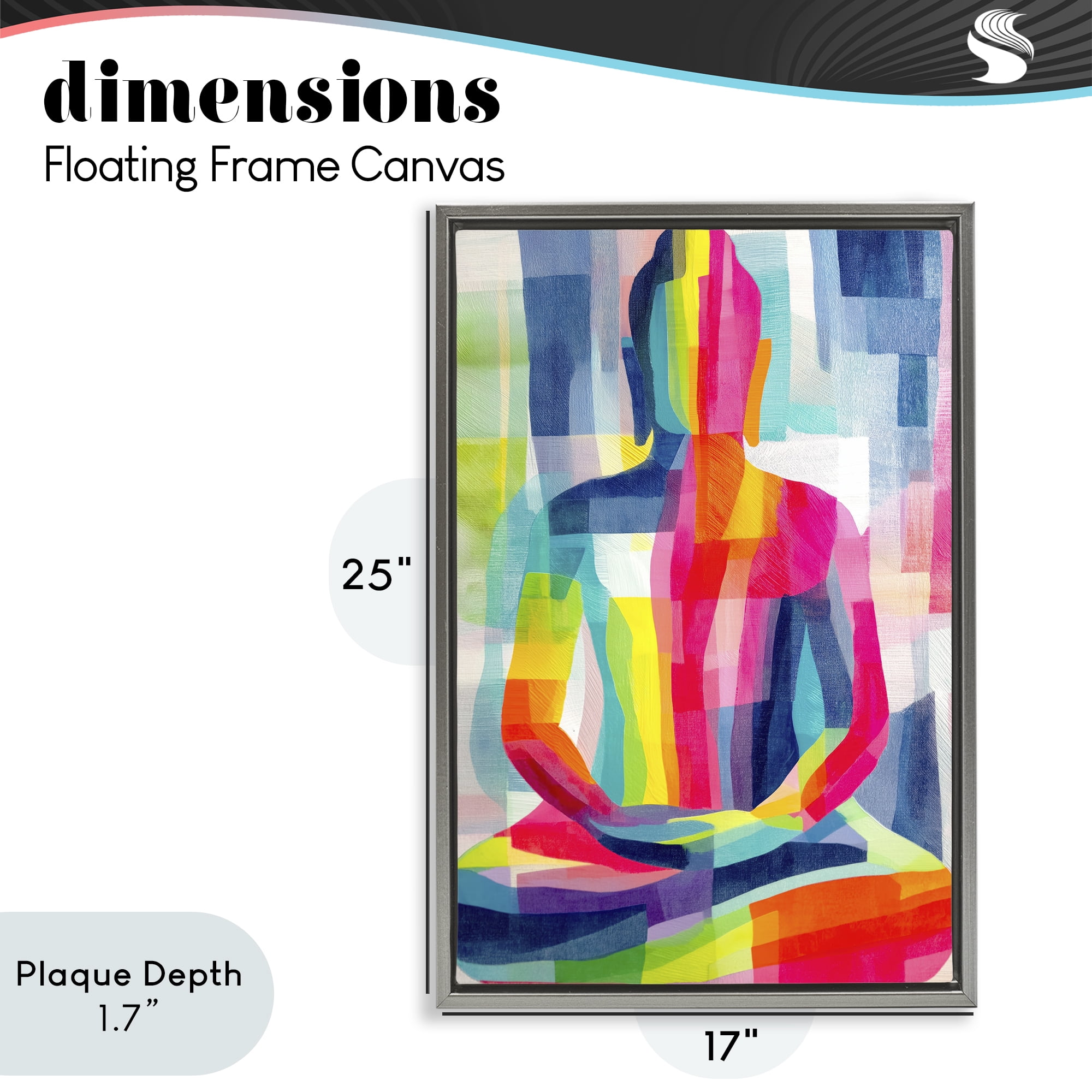 Stupell Industries Geometric Buddha In Spectrum Gray Framed Floater Canvas Wall Art, design by Chromatic Storm Studio