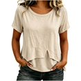 thumbnail image 2 of Women's Summer Round Neck Short Sleeve Casual Top Solid Color Blouse, 2 of 5