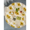 thumbnail image 4 of FNNMNNR Indoor Outdoor Patio Round Fitted Vinyl Tablecloth Flannel Backing Elastic Edge Waterproof Plastic Table Cover Sunflowers Pattern for 6-Seat Table of 45-56’’ Diameter, 4 of 9