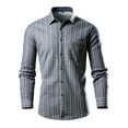 thumbnail image 5 of Njoeus Men's Fashion Striped Button Up Shirts Regular Fitted Long Sleeve Dress Shirts for Men Casual Work T-Shirts with Pocket （Available In Big & Tall Size) 3X 4X 5X Clearance Gray, 5 of 6