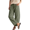 thumbnail image 2 of Womens Wide Leg Barrel Pants Palazzo Casual Flowy Beach Cropped Harem Pants Summer 2026 Casual Drawstring Capris (Army Green,L), 2 of 5