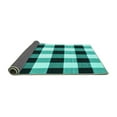 thumbnail image 2 of Ahgly Company Indoor Round Checkered Turquoise Blue Modern Area Rugs, 8' Round, 2 of 4
