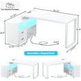 thumbnail image 4 of Homieasy L Shaped Desk with Power Outlet and LED Strip, 55 Inch Reversible L-Shaped Gaming Desk with Drawers and Storage Shelves, Large Corner Computer Desks with File Cabinet, White, 4 of 8